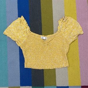 Hollister Yellow Puff Sleeve Crop Top